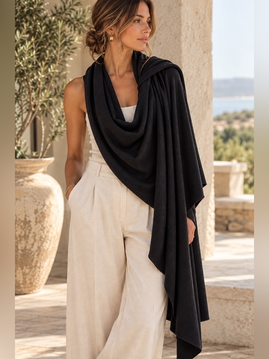 Charter Club Accessories - Charter Club Black Cashmere Wrap Shawl Scarf Quiet Luxury Oversized